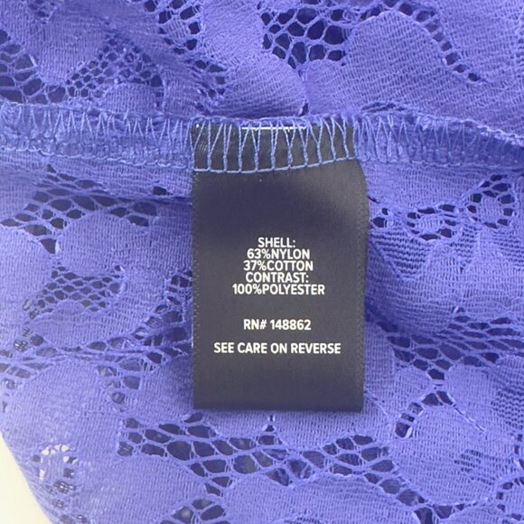 Torrid Womens Harper Lace Tunic Top SZ 2XL 18/20 Purple Long Sleeve Semi Sheer - Picture 5 of 14